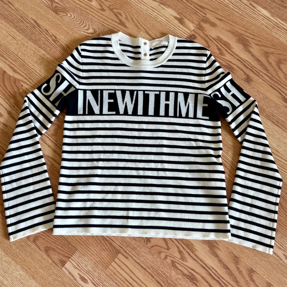 Maje Minotora Striped Wool-Blend Sailor Knit Sweater Sz 3